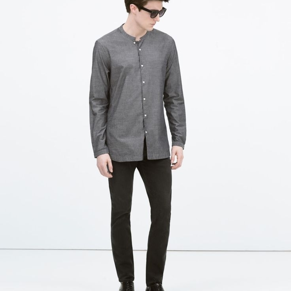Zara Men's Slim Fit Gray Shirt Size S